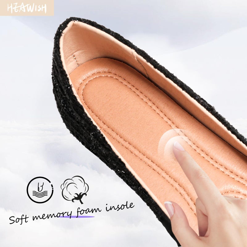 HEAWISH Womenâ€™s Round Toe Flats Shoes Ballet Flats Dressy Comfortable Flats for Women(Black, US7) - Image 4