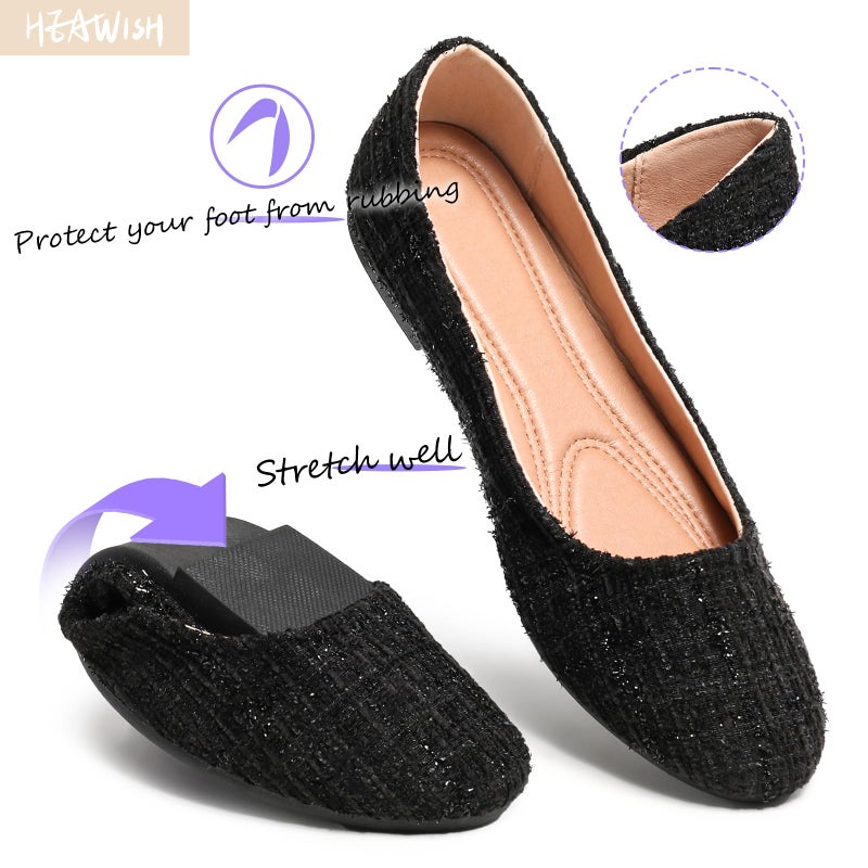 HEAWISH Womenâ€™s Round Toe Flats Shoes Ballet Flats Dressy Comfortable Flats for Women(Black, US7) - Image 5