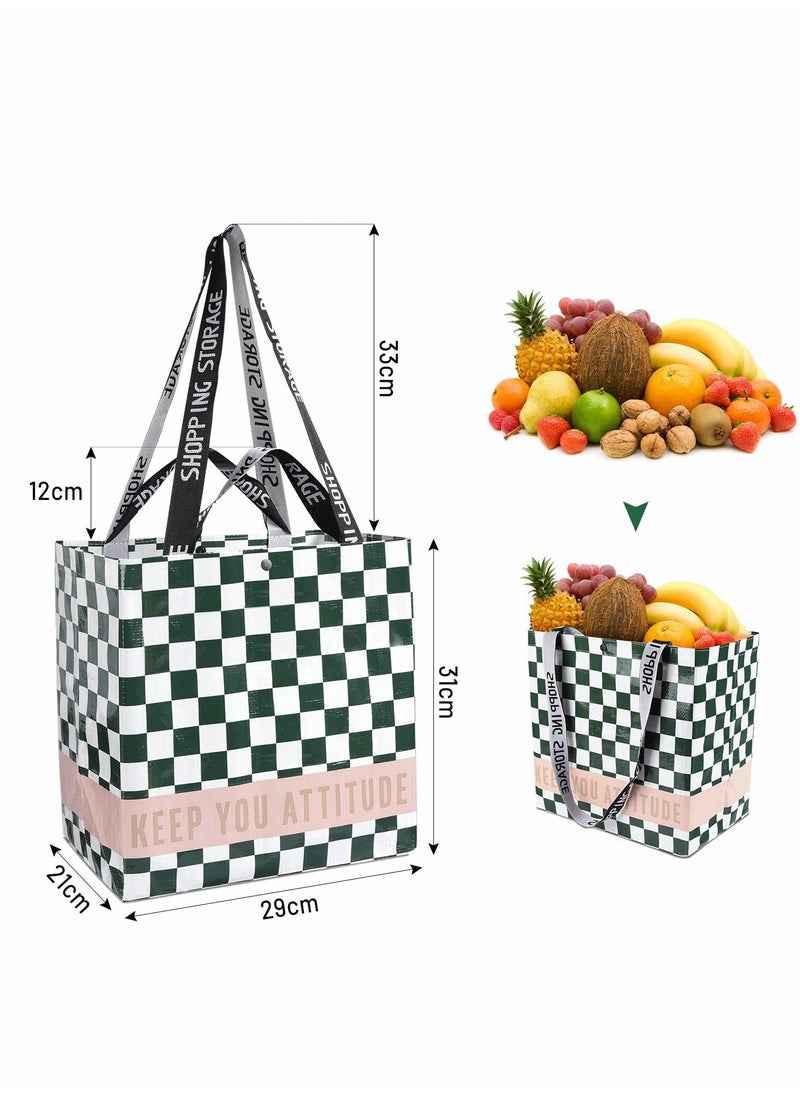 KASTWAVE - 3 Pack Reusable Shopping Bags, Waterproof Grocery Bags Collapsible Tote Bags for Picnics, Laundry, House Storage, Extra Large & Durable Foldable Shopping Bags (11.4 x 8.3 x 12.2 inches) - Image 1