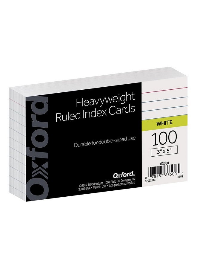 Oxford Heavyweight Ruled Index Cards, 3" x 5", White, 100 Per Pack (63500) - Image 1