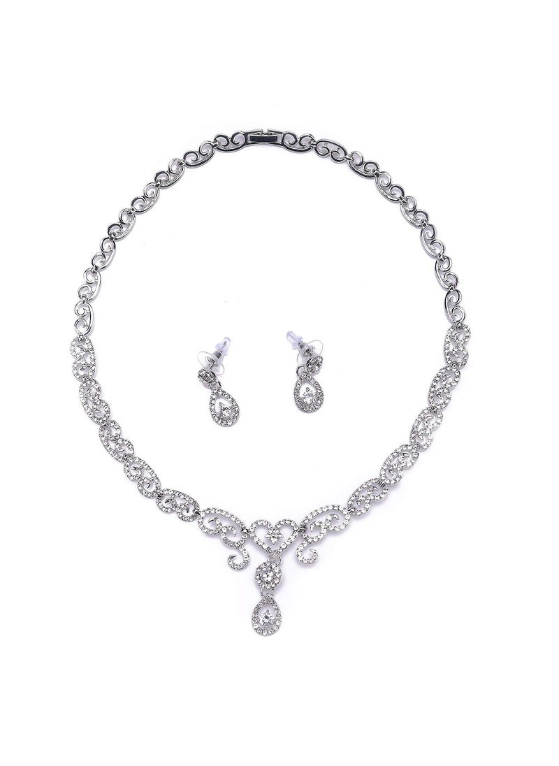 Missgrace - Missgrace Women Fashion Rhinestone Earrings and Rhinestone Necklace Elegant Jewelry Set Bridal Wedding Party Hair Jewelry Bridal Statement Necklace - Image 1