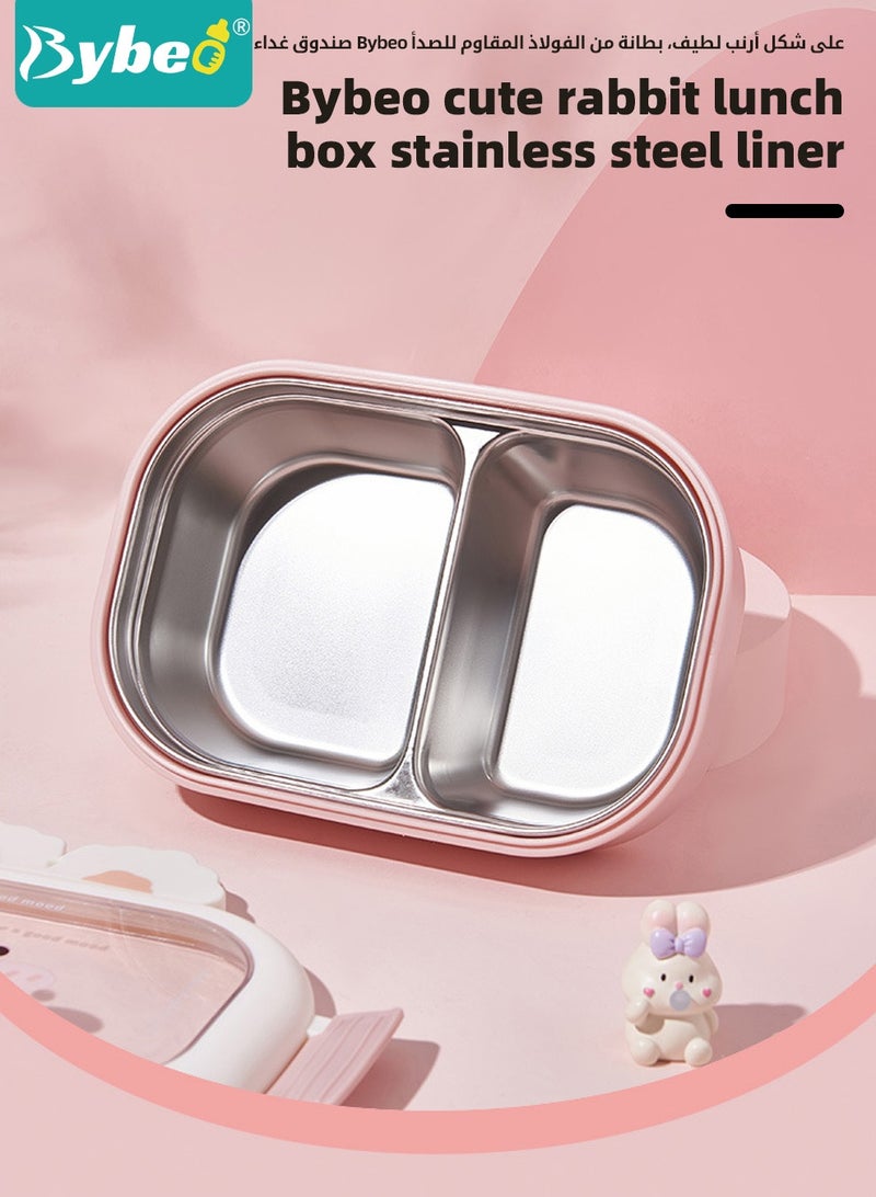 Bybeo Stainless Steel Kids Bento Box with Lunch Bag, Insulated Lunch Boxs to School, Food Containers with 2 Compartments, BPA Free, Microwave & Dishwasher Safe - Image 4