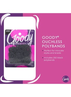 Goody Goody Ouchless Womens Polyband Elastic Hair Tie - 250 Count, Black - Fine Hair - Hair Accessories to Style With Ease and Keep Your Hair Secured - Perfect for Fun and Unique Hairstyles - Pain-Free  - Image 2