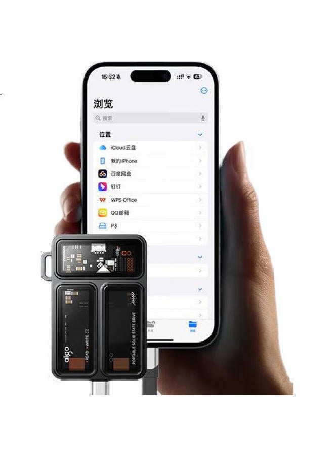 aigo Aigo 1Tb Portable Solid State Drive (Pssd) P3 Type-C Usb3.2 Read And Write Speed 2000Mb/S Transparent Edc Direct Phone Connection External Hard Drive For Computers And Laptops - Image 3