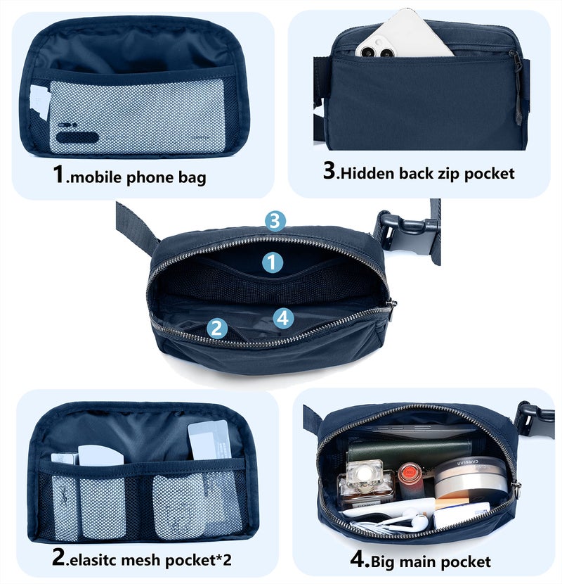 MEISEE Fanny Belt Bag Waist Pack Crossbody Bags Bum Bag for Running Hiking Travel Workout Adjustable Strap for Women -blue - Image 5
