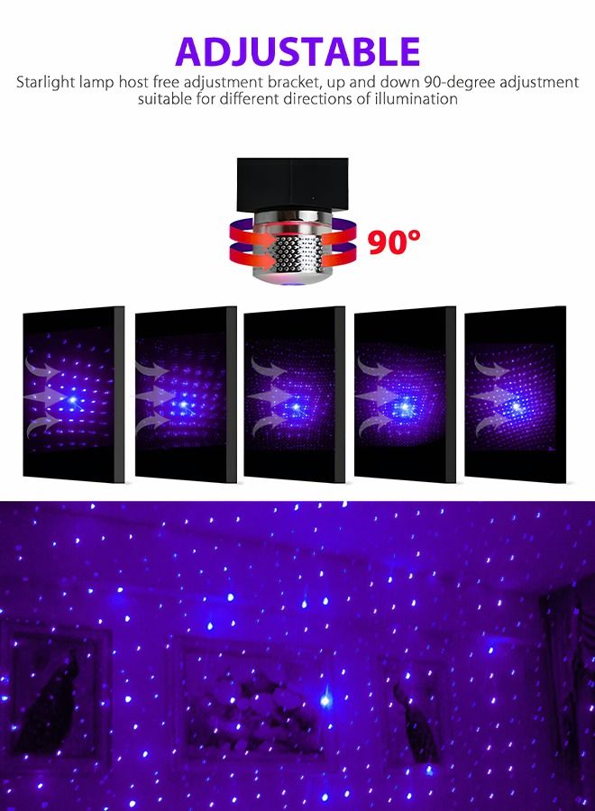 GROIC EL Wire Purple,EL Interior Car LED Strip Lights,USB Star Projector Night Light, Adjustable Romantic Starry Sky Atmosphere Decorative Auto Light for Car,Automotive - Image 2