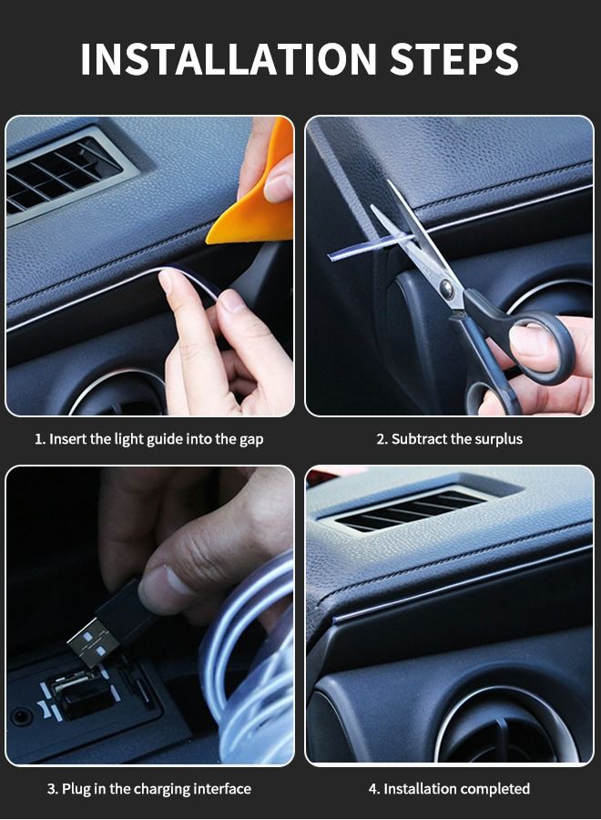 GROIC EL Wire Purple,EL Interior Car LED Strip Lights,USB Star Projector Night Light, Adjustable Romantic Starry Sky Atmosphere Decorative Auto Light for Car,Automotive - Image 5