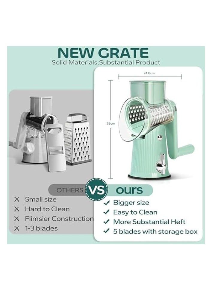 إيروريكس Cheese Grater with Handle, Vegetable Chopper with 5 Blades & Strong Suction Base, Vegetable Cutter & Mandoline Slicer for Kitchen,Salad Maker, Carrot Shredder with Blade Storage Box  - Image 3