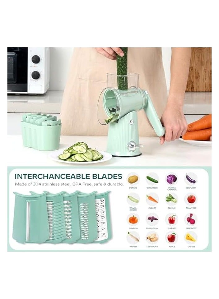 إيروريكس Cheese Grater with Handle, Vegetable Chopper with 5 Blades & Strong Suction Base, Vegetable Cutter & Mandoline Slicer for Kitchen,Salad Maker, Carrot Shredder with Blade Storage Box  - Image 2