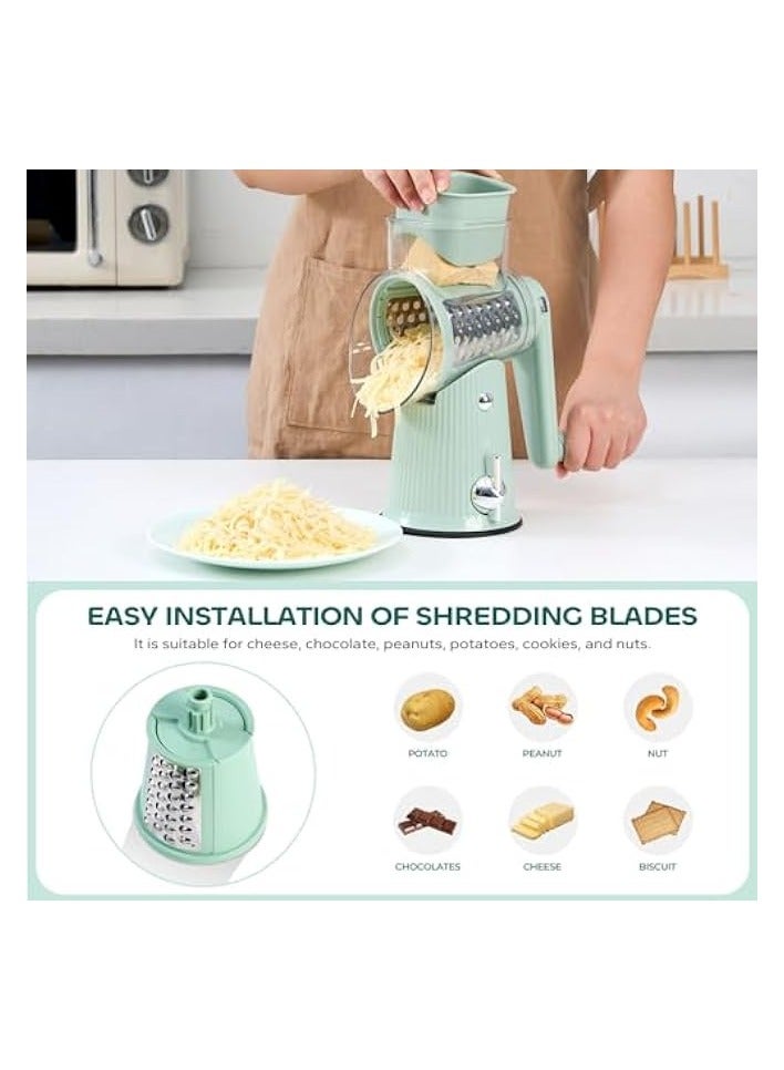 إيروريكس Cheese Grater with Handle, Vegetable Chopper with 5 Blades & Strong Suction Base, Vegetable Cutter & Mandoline Slicer for Kitchen,Salad Maker, Carrot Shredder with Blade Storage Box  - Image 4