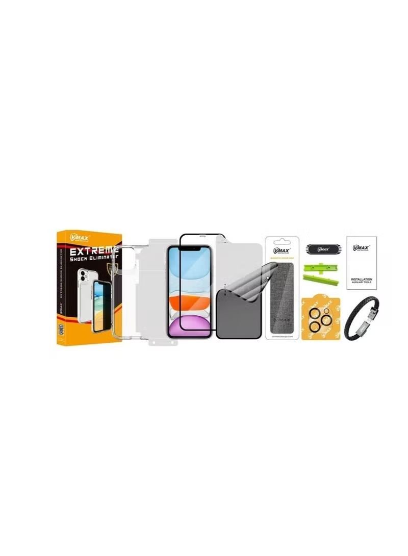 IAF VMAX Extreme Shock Eliminator iPhone 11 Pro with Transparent clamp and back cover, Magnetic Phone back grip, Lens Protection for the camera, Leather Bracelet for mobile charging 