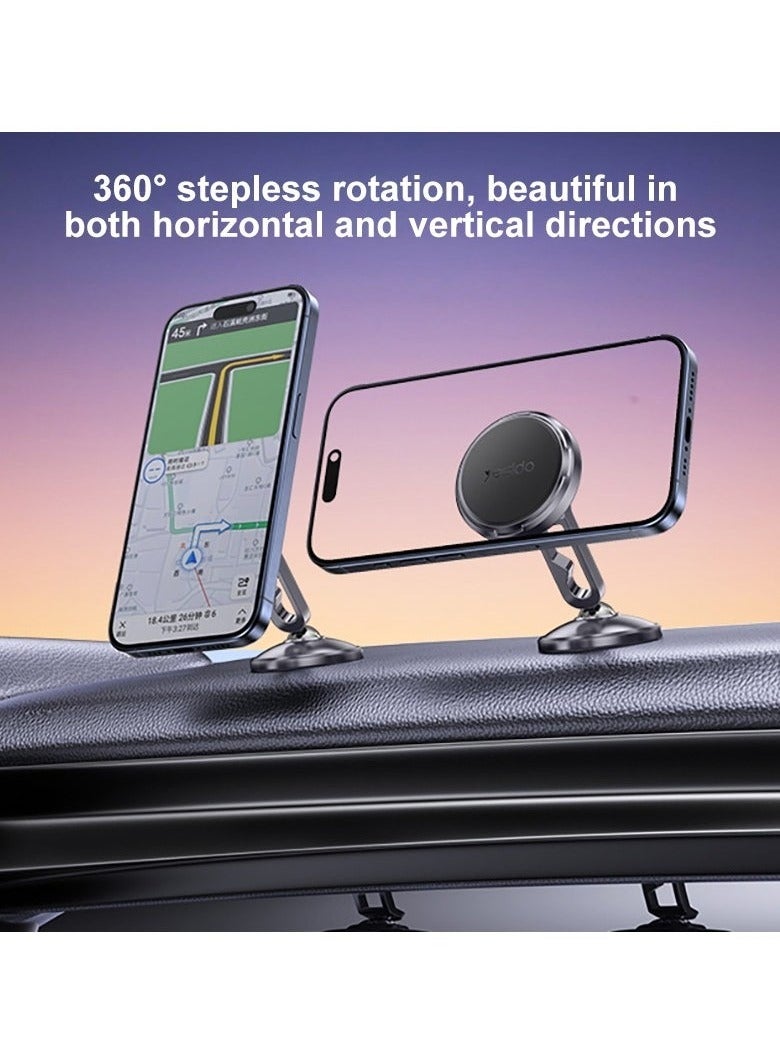Yesido C210 Double Ball Magnetic Car Holder with 360° Rotation - Strong Magnetic Grip, Universal Compatibility, Adjustable Viewing Angle, Perfect for Smartphones, GPS Devices, and Tablets – Black - Image 5