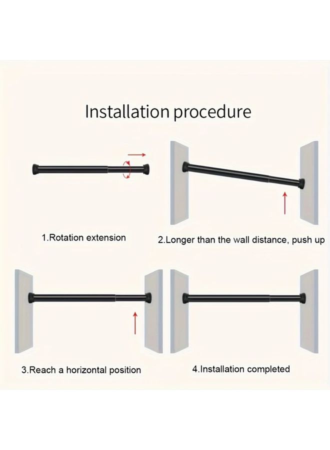 1pc White Heavy Duty Spring Loaded Tension Rod No Drill Required Round Head Extendable Metal Rod 135cm to 260cm For Shower Curtain Clothes Drying Roman Shades Wardrobe Support Door Divider - Image 4