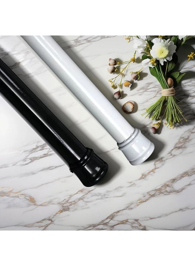 1pc White Heavy Duty Spring Loaded Tension Rod No Drill Required Round Head Extendable Metal Rod 135cm to 260cm For Shower Curtain Clothes Drying Roman Shades Wardrobe Support Door Divider - Image 1