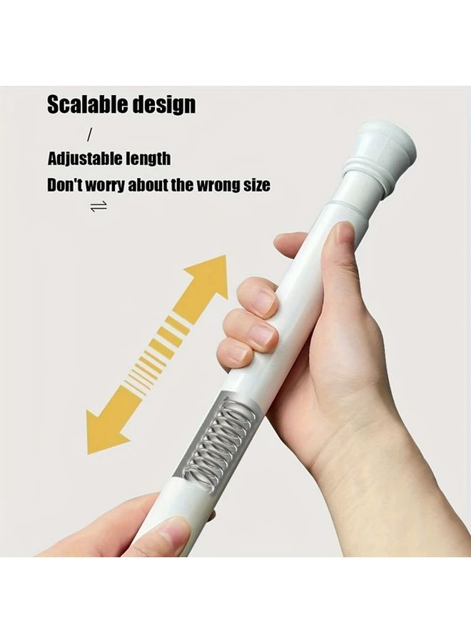 1pc White Heavy Duty Spring Loaded Tension Rod No Drill Required Round Head Extendable Metal Rod 135cm to 260cm For Shower Curtain Clothes Drying Roman Shades Wardrobe Support Door Divider - Image 2