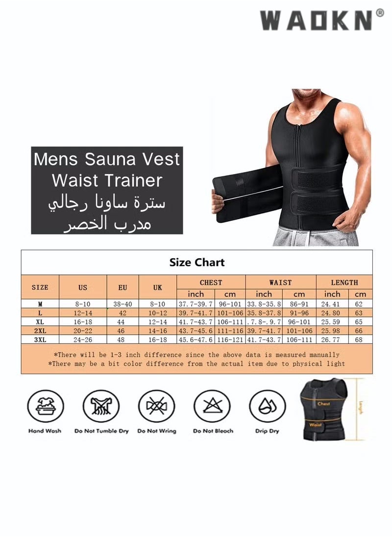 WAOKN - Men Sauna Vest Hot Sweat Waist Trainer Corset Neoprene Tank Top Shapewear Slimming Shirt，Hot Neoprene Corset Body Shaper with Zipper, Sauna Tank Top Men Gym Workout Shirt Shapewear Slimming Shirt - Image 1