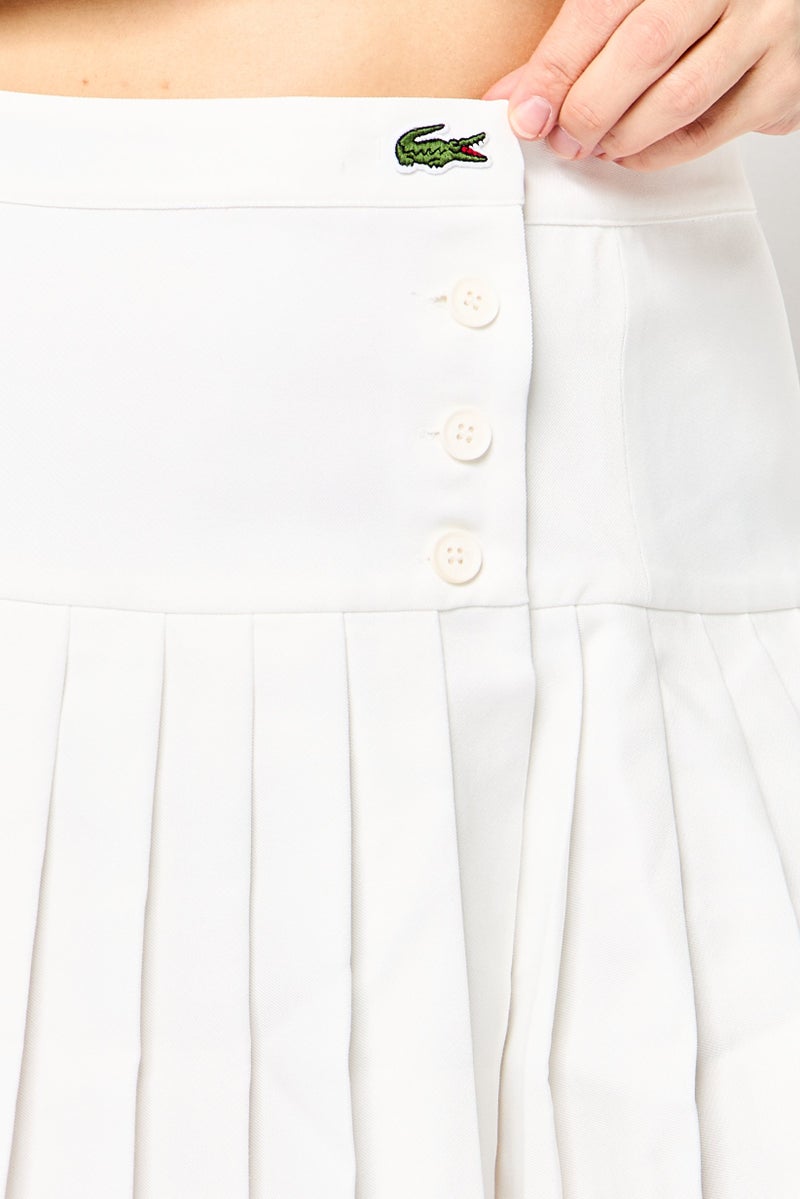LACOSTE Women Embroidered Logo Mini Skirt, White - Image 2