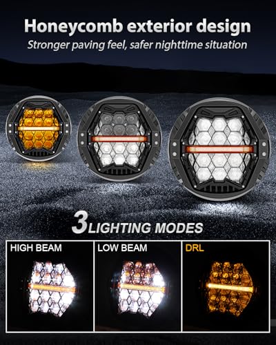 LX-LIGHT مصباح أمامي LED للدراجات النارية 120 واط 7 بوصة مع إشارة انعطاف برتقالية معتمد من DOT 1000% ساطع متوافق مع رود كينغ رود جلايد ستريت جلايد إلكترا جلايد ألترا ليمتد ترايك هيريتاج سوفتيل فاط بوي ياماها - Image 2