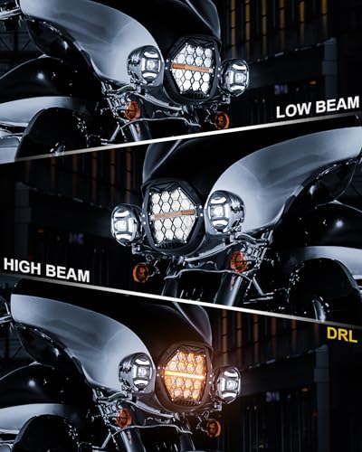 LX-LIGHT مصباح أمامي LED للدراجات النارية 120 واط 7 بوصة مع إشارة انعطاف برتقالية معتمد من DOT 1000% ساطع متوافق مع رود كينغ رود جلايد ستريت جلايد إلكترا جلايد ألترا ليمتد ترايك هيريتاج سوفتيل فاط بوي ياماها - Image 4