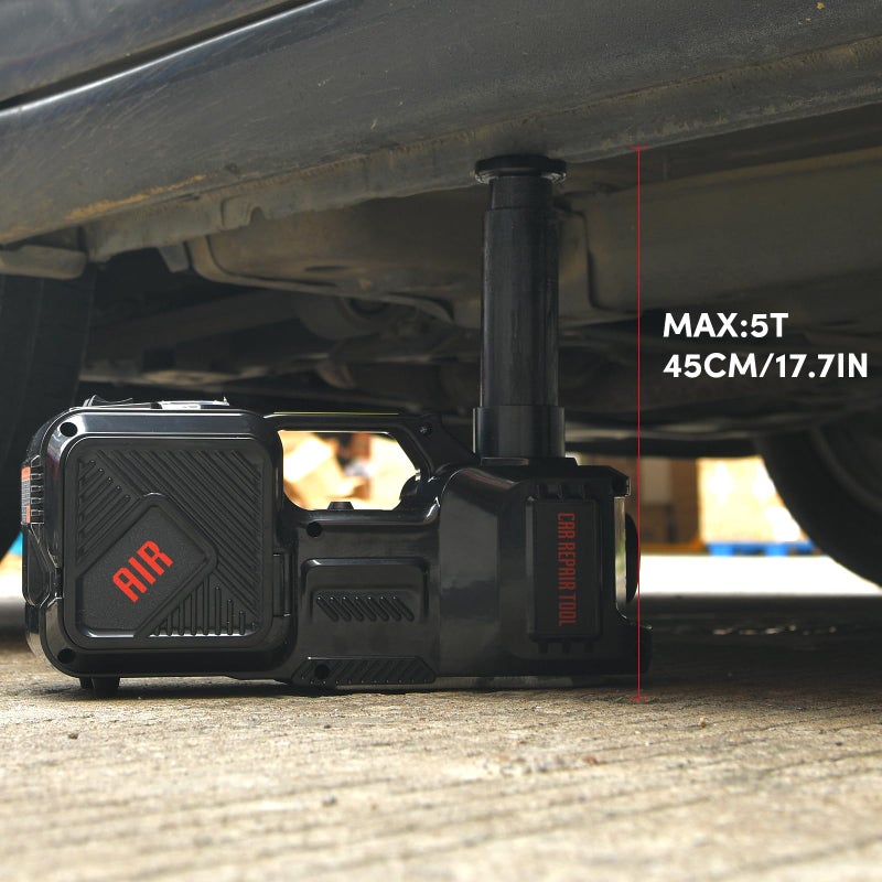 BENYAN Electric Jack BENYAN 5 Ton Car Floor Jack Kit with Inflator Pump | 12V Portable Car Hydraulic Jack with LED Light for SUV MPV Sedan | Lifting Height Range 6 to 17.7 Inch Black - Image 5