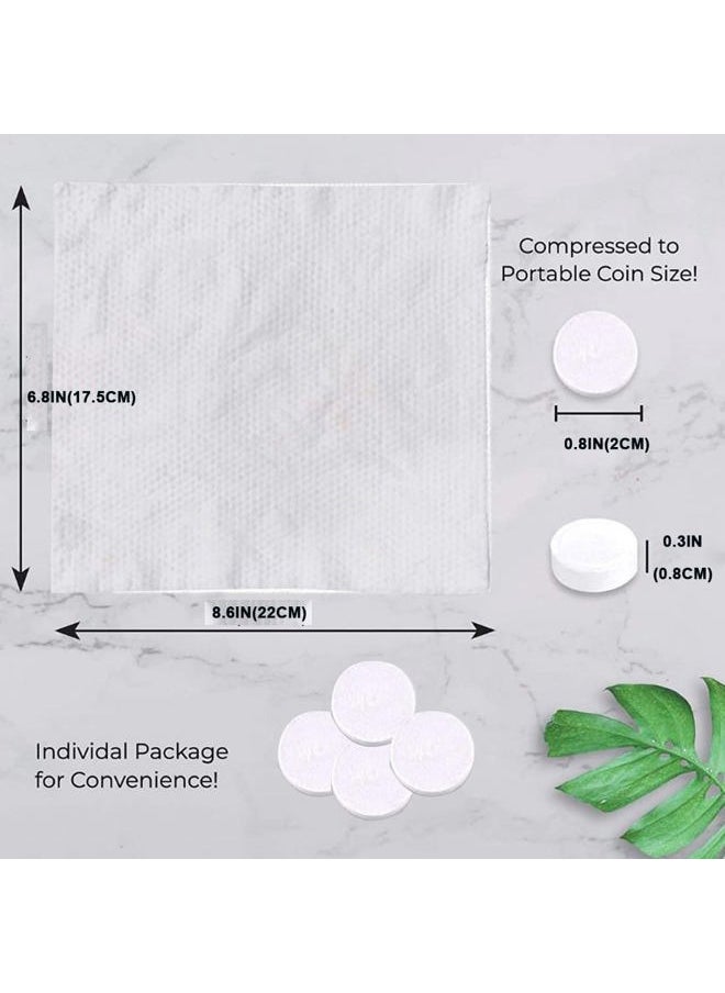 Coldcool 100 PCS Canned Compressed Face Towels,Compressed towels for travel,Disposable Napkins Mini Magic Coin Tissues Portable for Camping Home,Beauty Travel,Sports Outdoor.(9x10in)  - Image 2