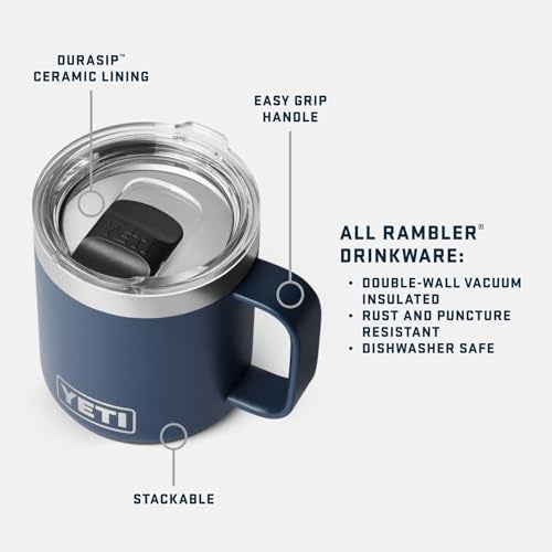 YETI Rambler 10 oz Ceramic Lined Stackable Mug Vacuum Insulated Stainless Steel with MagSlider Lid Rescue Red - Image 3