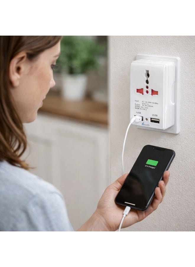 melfi محول سفر عالمي ملفي مع منفذي USB مزدوجين وقابس بريطاني 13A - محول مقبس متعدد AC 110-250V مع 2 منفذ شحن USB للمنزل والمكتب والسفر - Image 5