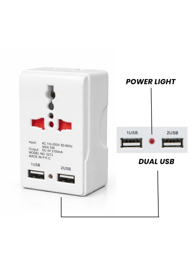 melfi محول سفر عالمي ملفي مع منفذي USB مزدوجين وقابس بريطاني 13A - محول مقبس متعدد AC 110-250V مع 2 منفذ شحن USB للمنزل والمكتب والسفر - Image 2