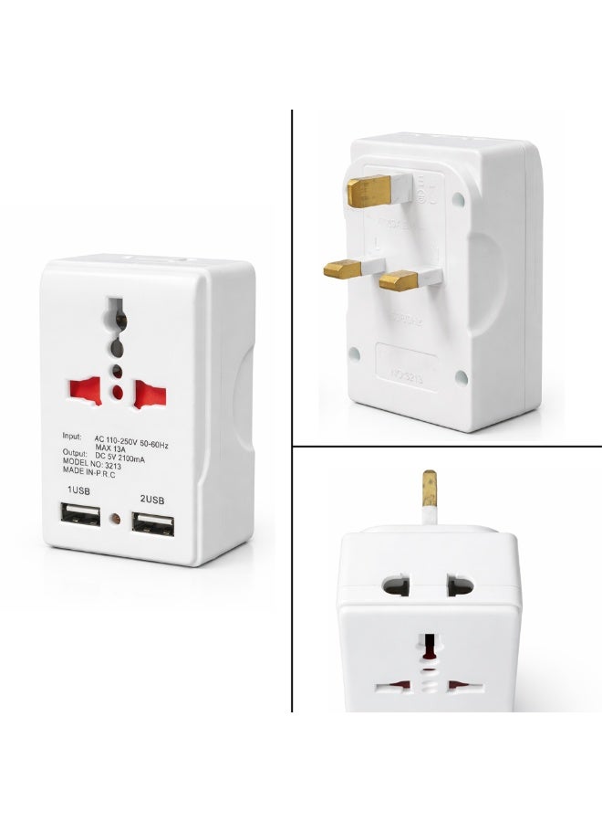 melfi محول سفر عالمي ملفي مع منفذي USB مزدوجين وقابس بريطاني 13A - محول مقبس متعدد AC 110-250V مع 2 منفذ شحن USB للمنزل والمكتب والسفر - Image 4