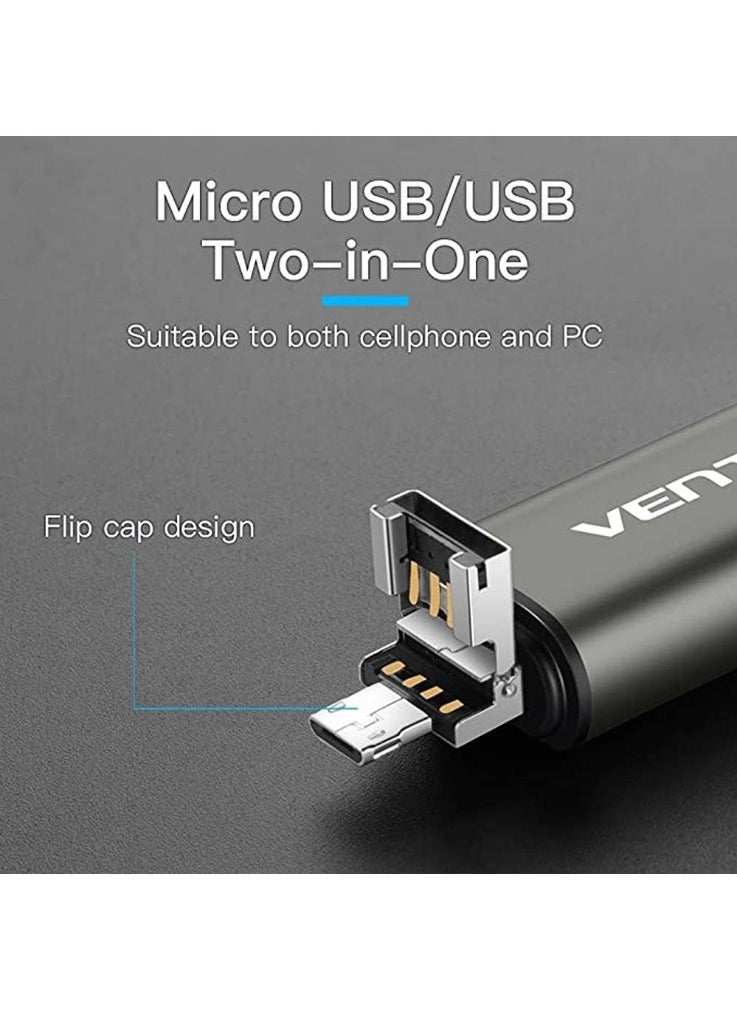 فينشن - قارئ بطاقات متعدد الوظائف USB2.0 من VENTION باللون الرمادي، رقم الموديل CCJH0 - Image 1