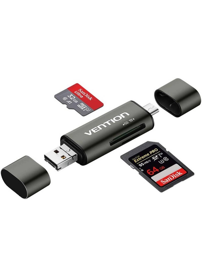 فينشن - قارئ بطاقات متعدد الوظائف USB2.0 من VENTION باللون الرمادي، رقم الموديل CCJH0 - Image 1