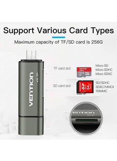 فينشن قارئ بطاقات متعدد الوظائف USB2.0 من VENTION باللون الرمادي، رقم الموديل CCJH0  - Image 3