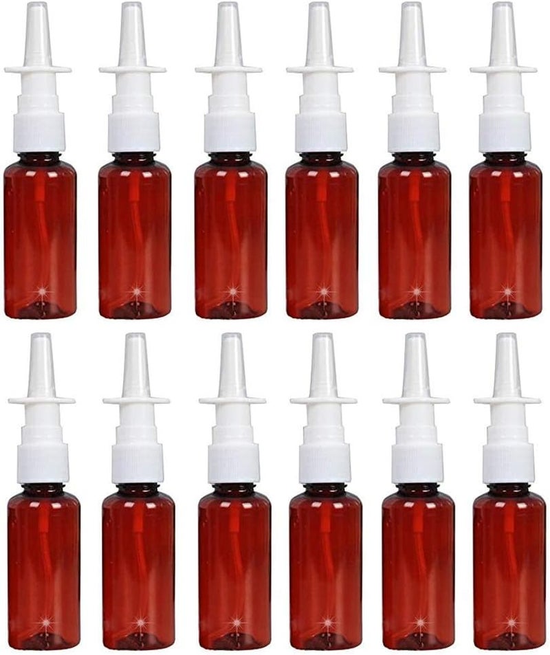 12PCS 30ml Amber Plastic Empty Refillable Nasal Bottles Makeup Water Container