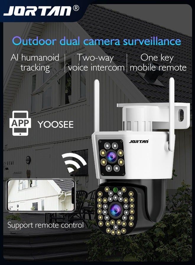 JORTAN 6MP Multi Flash Lamps 2-in-1 Dual Camera Smart Wifi Security Camera 12V/2A HD Outdoor PTZ Cam with Person/Vehicle Detection & Color Night Vision & Spotlight Siren & Two Way Audio  - Image 3