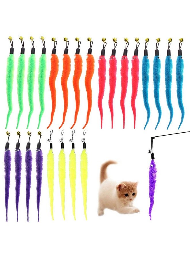 KuuGuu 24 Pcs Cat Worm Toy Refills Cat Wand Toy Replacement Interactive Cat Wand Toy Accessories Cat Feather Worm Teaser Refills Attachment For Cat Fishing Pole Toy Worm Cat Toy Teaser For Indoor Cats Kitten - Image 1