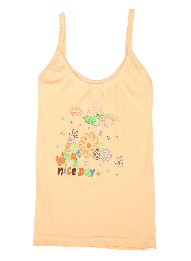 FASHFLOW Pure Cotton Multicolor Cartoon Print Camisoles Vest Slip Samij Sando for Kids Baby Girls Combo Pack of 5. (6-7 Years) Multicolour - Image 5