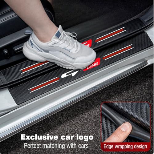 JULOPO 4PCS car Door sill Protector Stickers Carbon Fiber Texture Leather car Door sill Cover Compatible Picanto Proceed Rio K5 Sportage Stinger Soul GT Line Accessories (Style 2) - Image 3