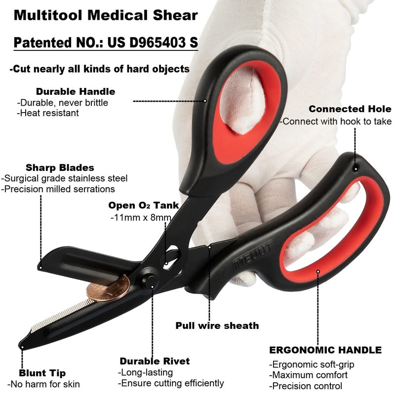 MEUUT 2 Pack Trauma Shears Patented Bandage Scissors - Medical Supplies with 8 inch Heavy Duty Medical Scissors for EMT Workers Nurses - Image 3