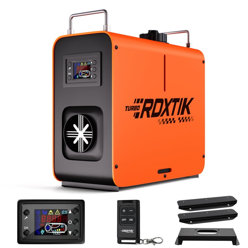 RDXTIK 8KW Diesel Heater, 5L 12V/24V All in One Diesel Heater with LCD Switch, Remote Control, Muffler for Truck, RV, Home, Car, Campers, Boat, Orange - Image 1