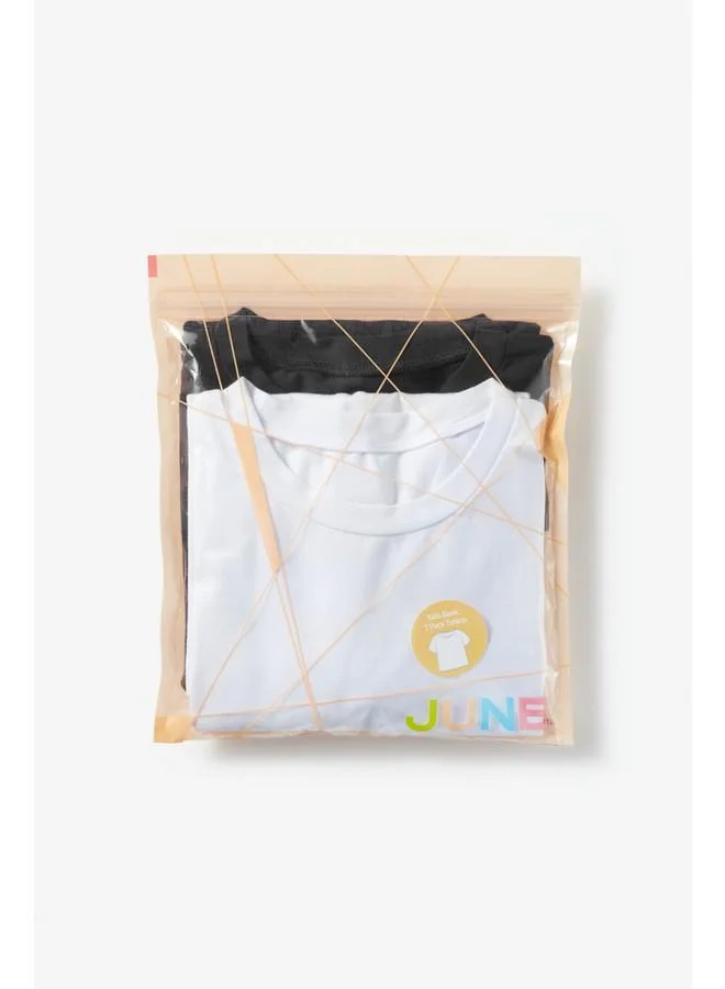 JUNE June Unisex Kids Short Sleeve 2-Pack Plain Tshirt Black - White