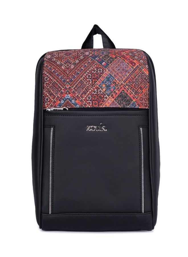 ZOUK Olina Daypack for Women - Convertible Backpack with Laptop & iPad Compartments | Stylish Handcrafted Office & Travel Bag with Water-Resistant Lining & Dual Straps | Bhuj Rabari - Image 1