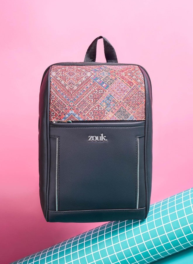 ZOUK Olina Daypack for Women - Convertible Backpack with Laptop & iPad Compartments | Stylish Handcrafted Office & Travel Bag with Water-Resistant Lining & Dual Straps | Bhuj Rabari - Image 3