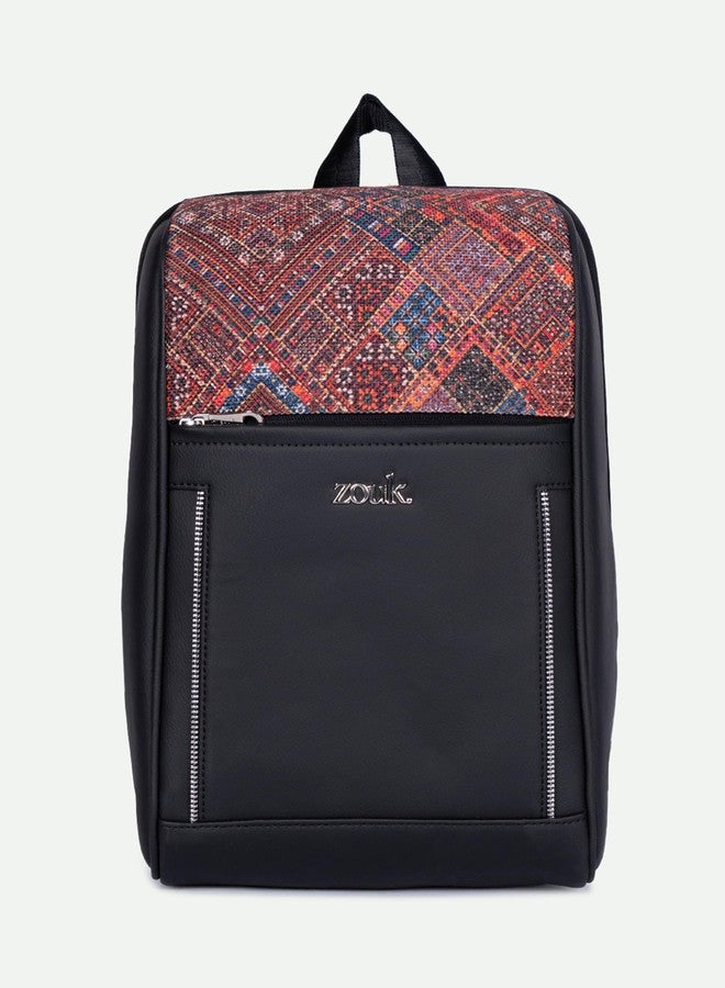 ZOUK Olina Daypack for Women - Convertible Backpack with Laptop & iPad Compartments | Stylish Handcrafted Office & Travel Bag with Water-Resistant Lining & Dual Straps | Bhuj Rabari - Image 4