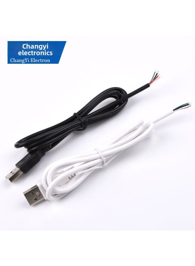 Usb Single-head Wire Two-core Four-core Peeling Power Cord Usb Single Male Semi-finished Product Extension Cord Data Cable Welding-Color:Usb To Four-core Cable - White (24awg)  - Image 2