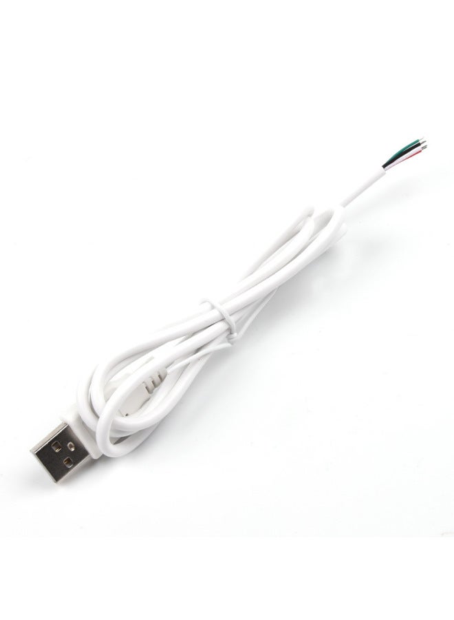 Usb Single-head Wire Two-core Four-core Peeling Power Cord Usb Single Male Semi-finished Product Extension Cord Data Cable Welding-Color:Usb To Four-core Cable - White (24awg)  - Image 1