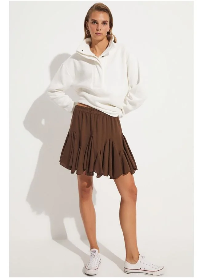 JUNE June Pleated Linen Blend Mini Skirt