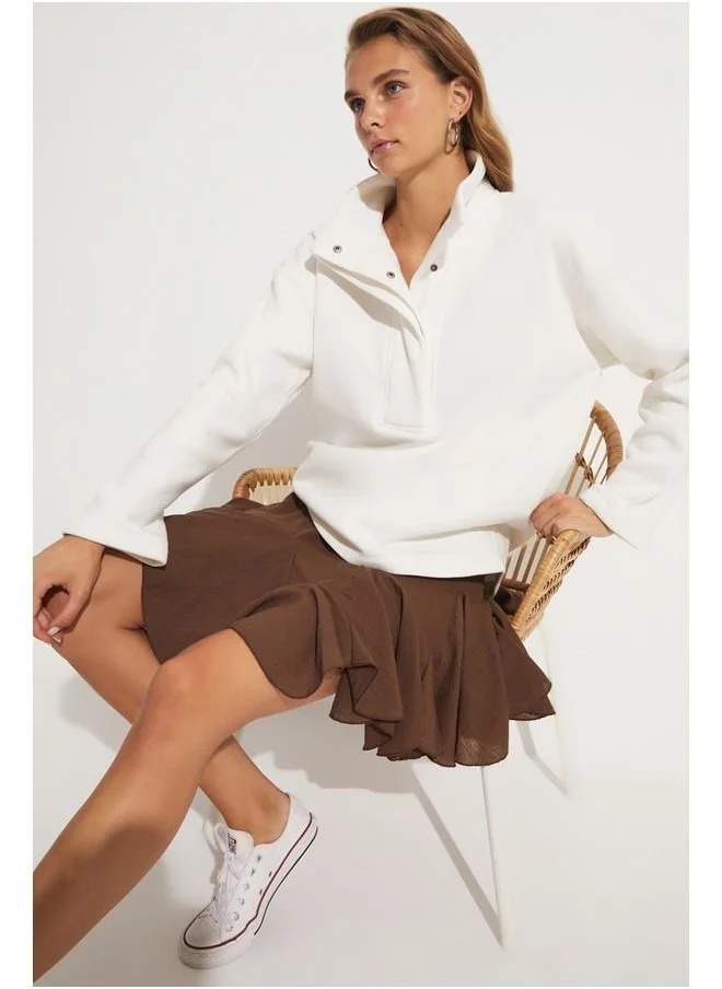 JUNE June Pleated Linen Blend Mini Skirt