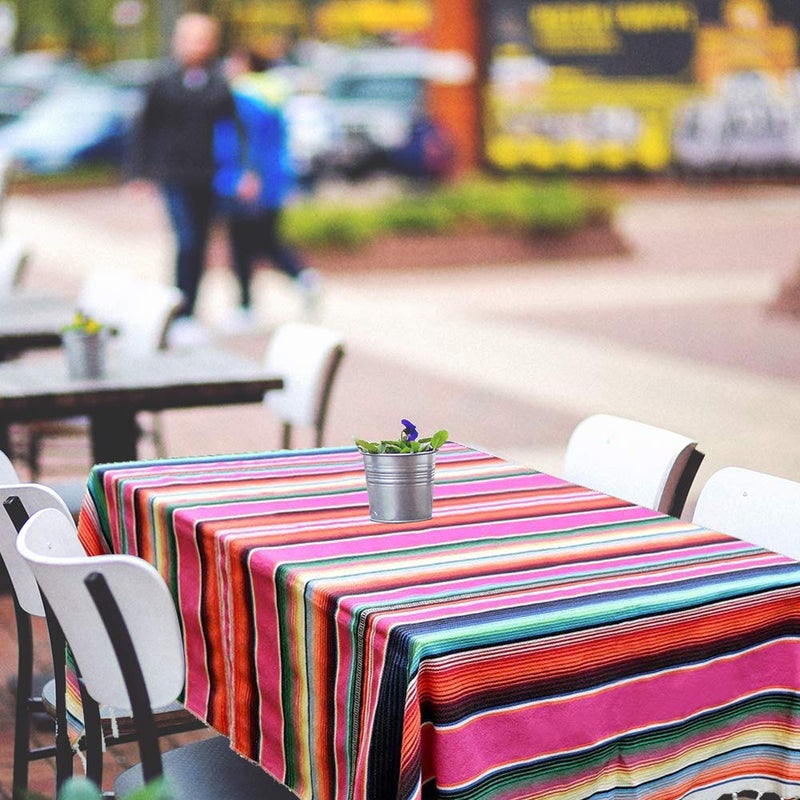 eccbox 84 X 59 Inch Large Mexican Serape Blanket with Assorted Bright Colors Mexican Tablecloth for Mexican Wedding Party Decorations - Image 2