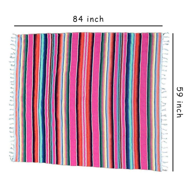 eccbox 84 X 59 Inch Large Mexican Serape Blanket with Assorted Bright Colors Mexican Tablecloth for Mexican Wedding Party Decorations - Image 5