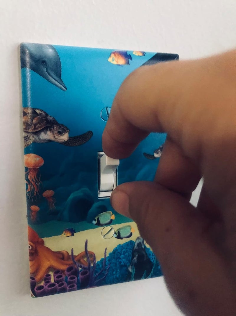 Create-A-Mural Ocean Underwater Dolphin Whale Sea Turtle Kids Light Switch Cover Plate Decorative Nursery Teen Toddler Room Decor Bedroom Bathroom Playroom (Ocean 1) - Image 2